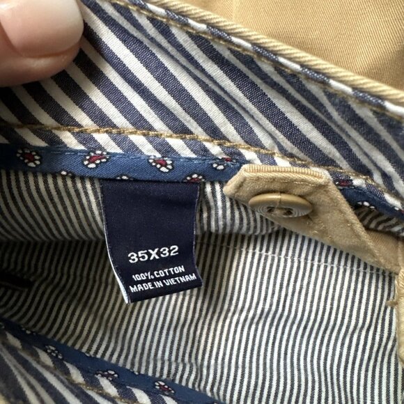 Cremieux Chino Pants Mens 35x32 Pleated Tan Casual Cotton Work Preppy - Picture 5 of 13